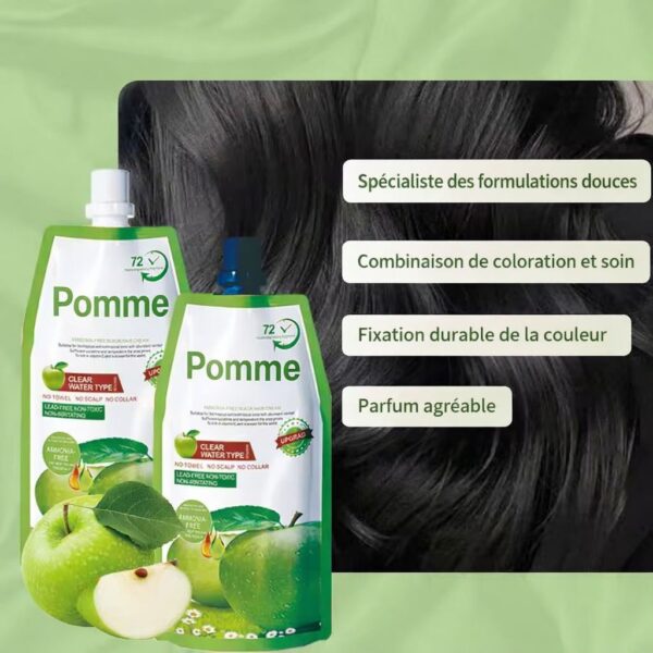 Shampoing Colorant Apple 🍏 – Noir Naturel | Sans Ammoniaque | Effet Rapide 500 ML + 500 ML